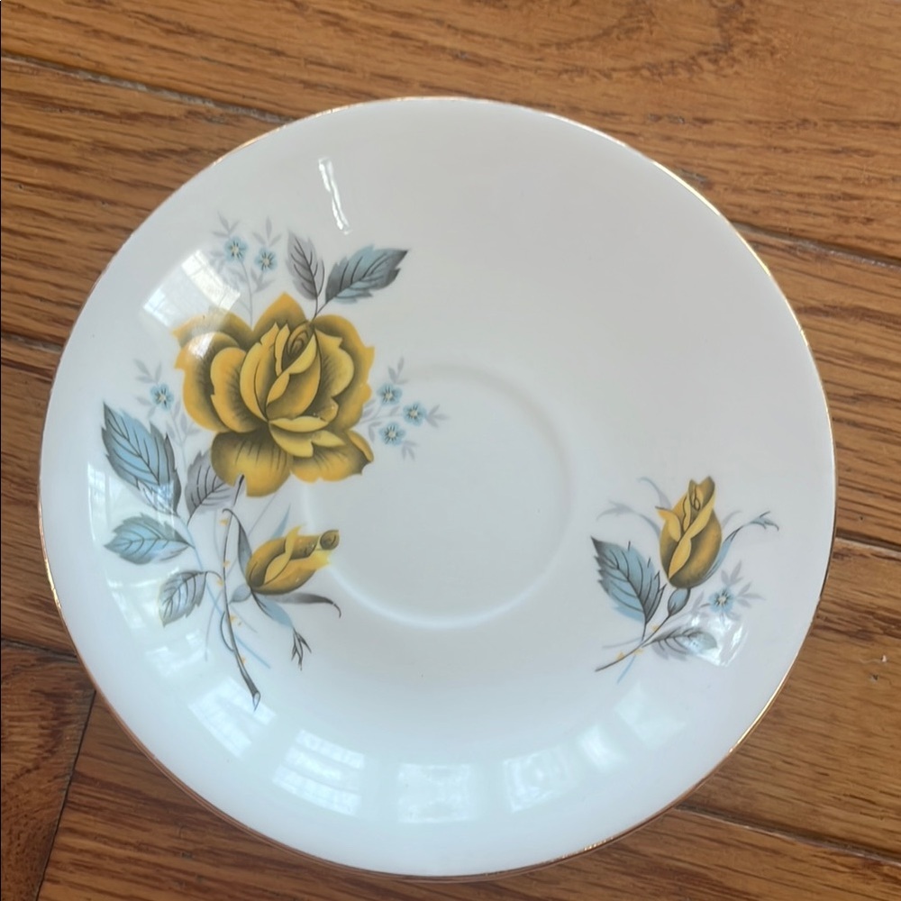 Vintage Royal Kent Yellow Rose Saucer Bone China Staffordshire Decorative Plate‎